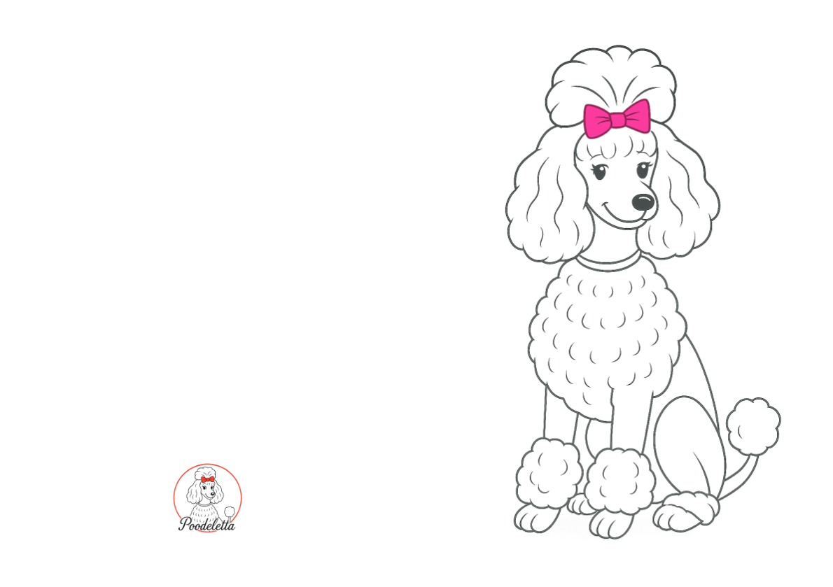 The Poodeletta Card — Bright Raspberry Bow